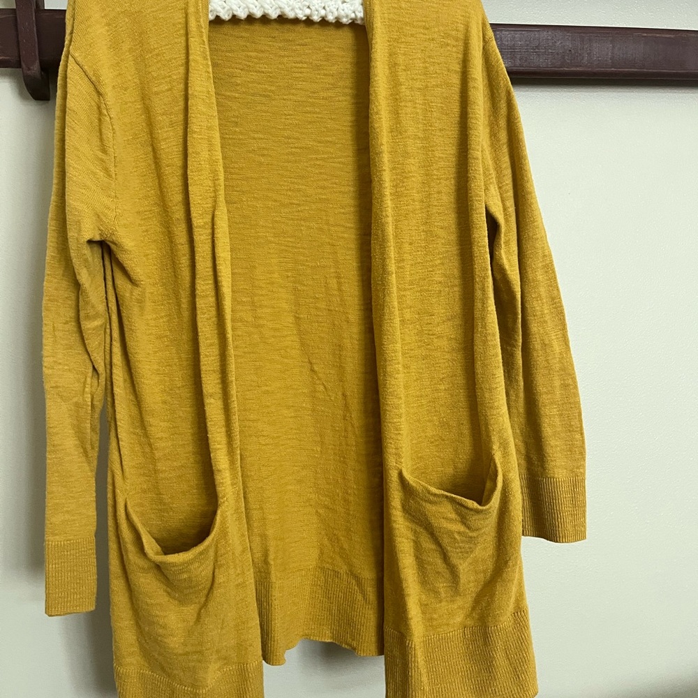Madewell Mustard Yellow Open-Front Cardigan